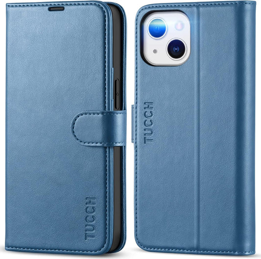 Case for Iphone 13 Wallet Case 5G, RFID Blocking Card Slot Holder [TPU Interior Protective Case], Magnetic Folio PU Leather Stand Flip Cover Compatible with Iphone 13 6.1" 2021, Lake Blue